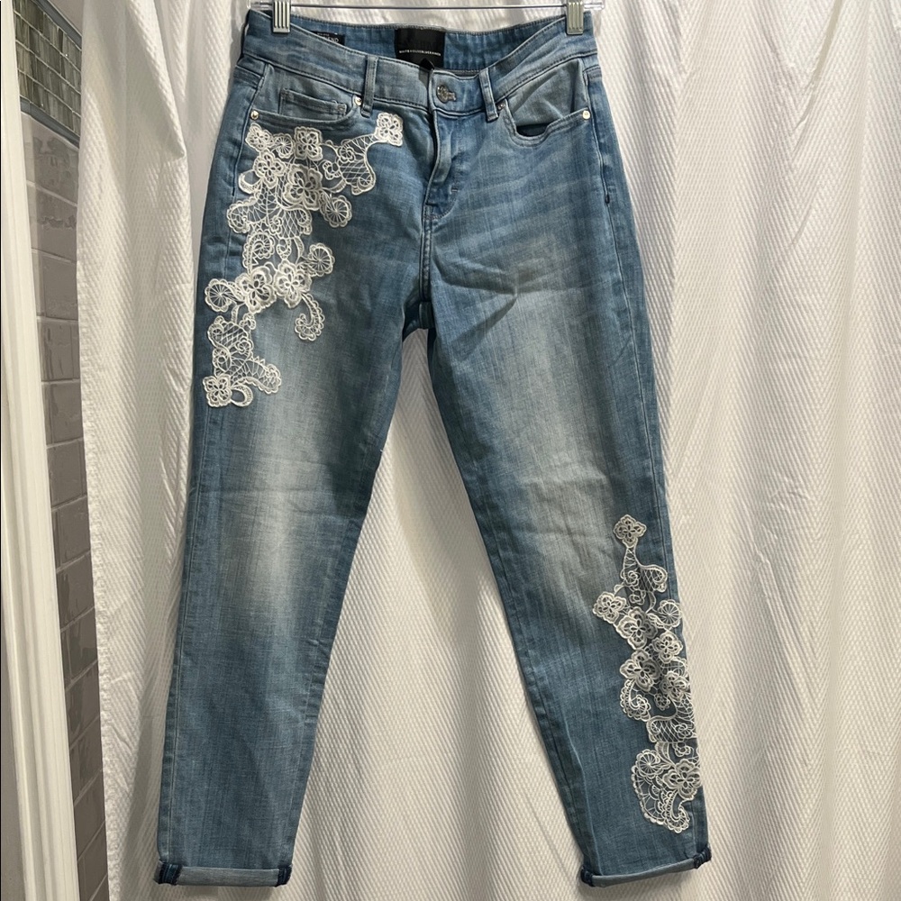 White House Black Market Denim with Lace Detail